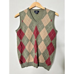 Brooks Brothers 346 Merino Wool Argyle Sweater Vest Men M Preppy Academic Office